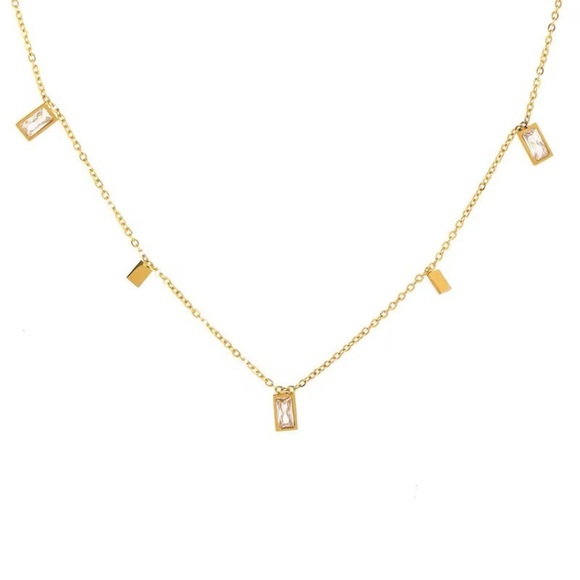 18K Gold Plated Necklace with Rectangular Pendants - Picture 3 of 6